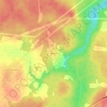 Топографическая карта Маёвка, высота, рельеф