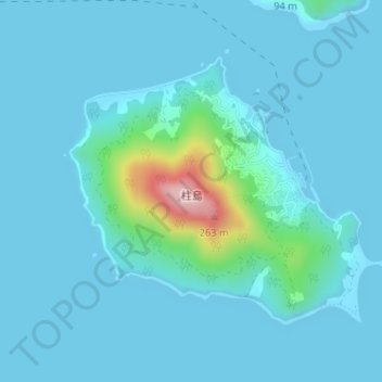 Топографическая карта 柱島, высота, рельеф