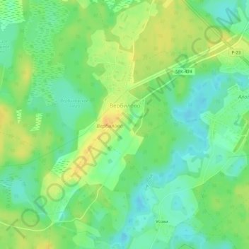 Топографическая карта Вербилово, высота, рельеф