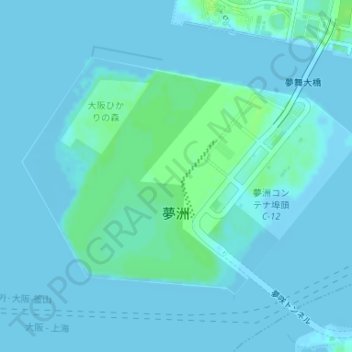 Топографическая карта 夢洲, высота, рельеф