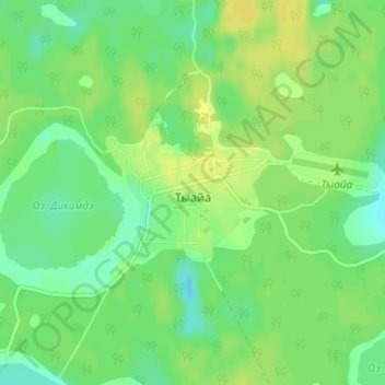 Топографическая карта Тыайа, высота, рельеф