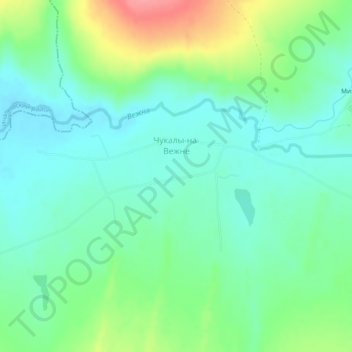 Топографическая карта Чукалы-на-Вежне, высота, рельеф