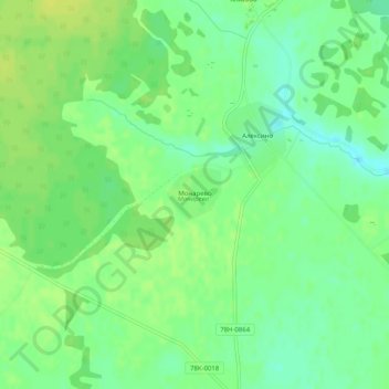 Топографическая карта Монарево, высота, рельеф