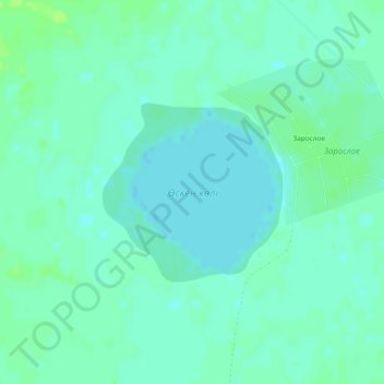Топографическая карта озеро Зарослое, высота, рельеф