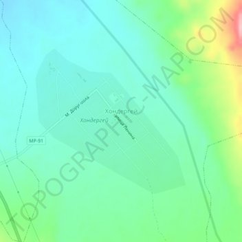 Топографическая карта Хондергей, высота, рельеф