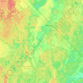 Топографическая карта Тигода, высота, рельеф