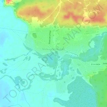 Топографическая карта Большеугренево, высота, рельеф