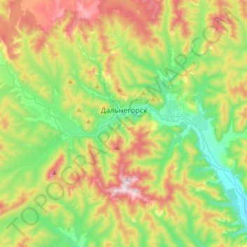 Топографическая карта Дальнегорск, высота, рельеф