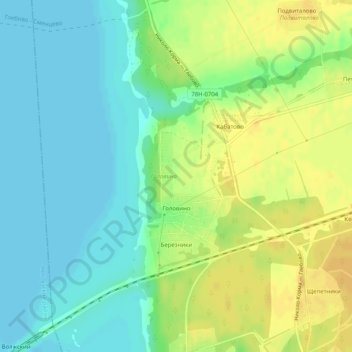 Топографическая карта Головино, высота, рельеф
