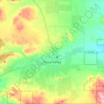 Топографическая карта Yucca Valley, высота, рельеф