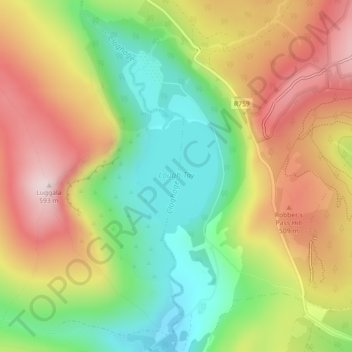 Топографическая карта Lough Tay, высота, рельеф
