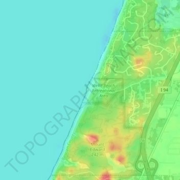 Топографическая карта Weko Beach, высота, рельеф