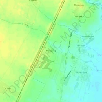 Топографическая карта Матренино, высота, рельеф