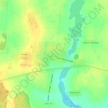 Топографическая карта Паново, высота, рельеф