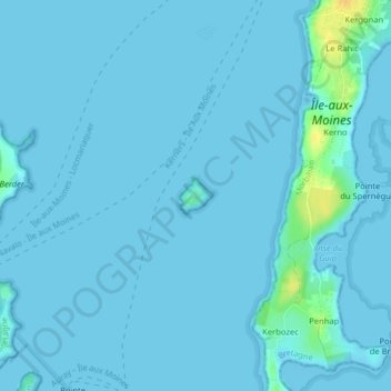Топографическая карта Île Creizic, высота, рельеф