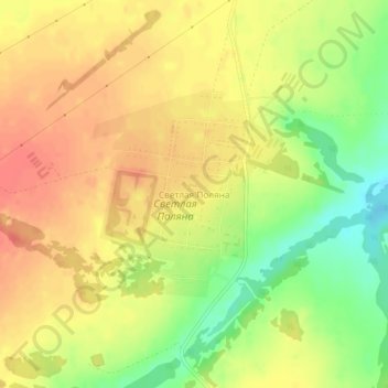 Топографическая карта Светлая Поляна, высота, рельеф