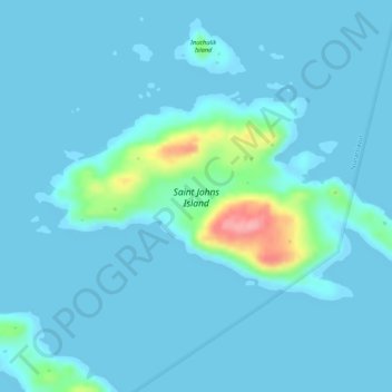 Топографическая карта Saint Johns Island, высота, рельеф