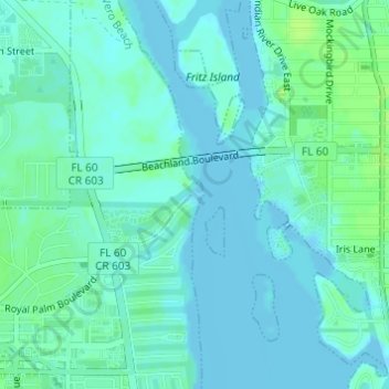 Топографическая карта Royal Palm Pointe Park, высота, рельеф