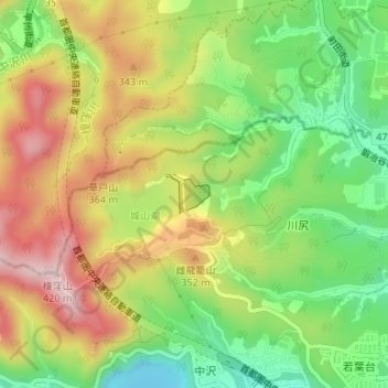 Топографическая карта 本沢ダム, высота, рельеф