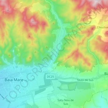 Топографическая карта Baia Mare, высота, рельеф