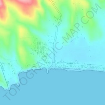 Топографическая карта Playa El Cuco, высота, рельеф