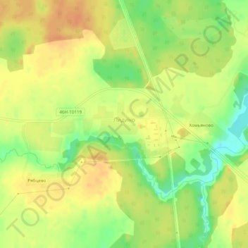 Топографическая карта Лидино, высота, рельеф