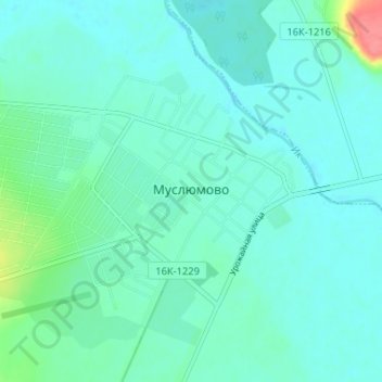 Топографическая карта Муслюмово, высота, рельеф