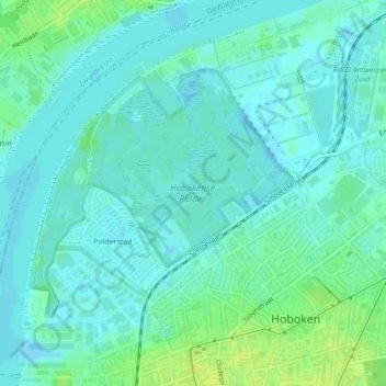 Топографическая карта Hobokense Polder, высота, рельеф