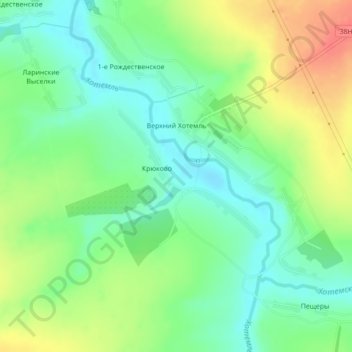Топографическая карта Верхний Хотемль, высота, рельеф