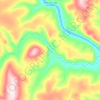 Топографическая карта Куюмба, высота, рельеф