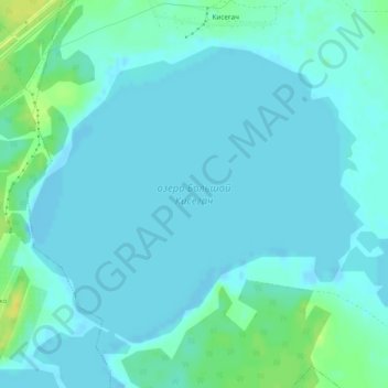 Топографическая карта озеро Большой Кисегач, высота, рельеф