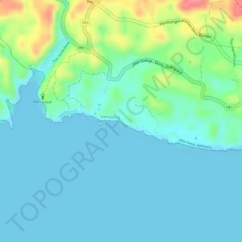 Топографическая карта Pantai Porok, высота, рельеф