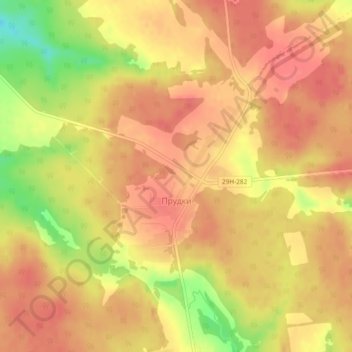 Топографическая карта Прудки, высота, рельеф