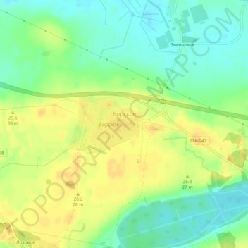 Топографическая карта Борское, высота, рельеф