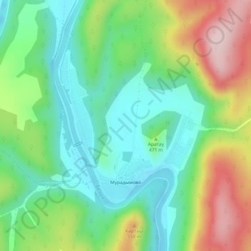 Топографическая карта Мурадымово, высота, рельеф