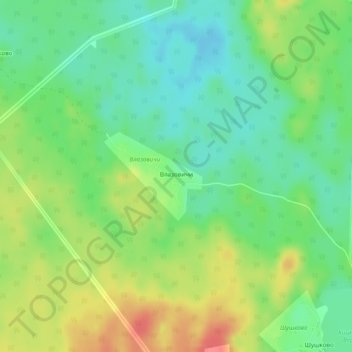 Топографическая карта Влазовичи, высота, рельеф