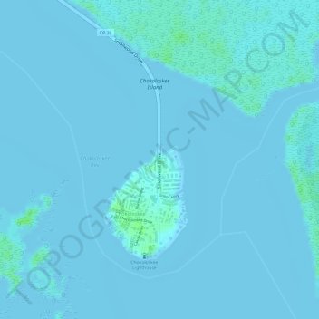Топографическая карта Chokoloskee, высота, рельеф