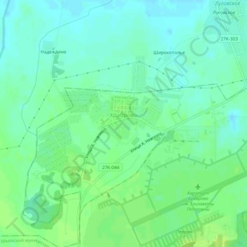 Топографическая карта Храброво, высота, рельеф