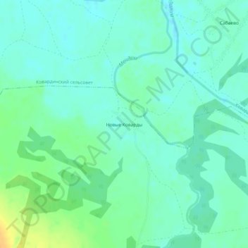 Топографическая карта Новые Коварды, высота, рельеф