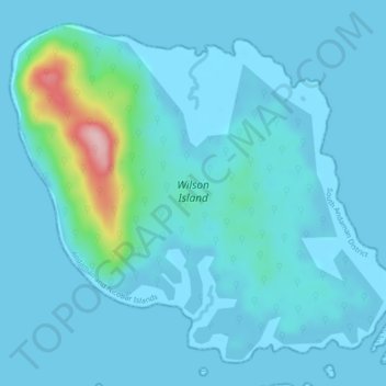 Топографическая карта Wilson Island, высота, рельеф