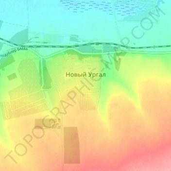 Топографическая карта Новый Ургал, высота, рельеф
