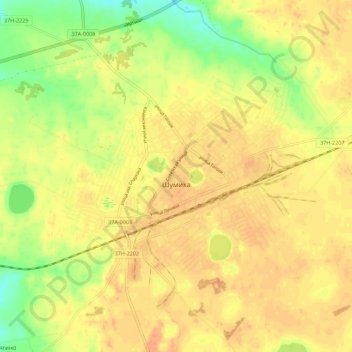Топографическая карта Шумиха, высота, рельеф