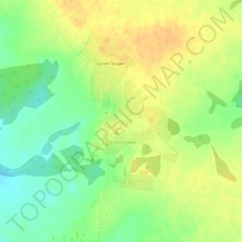 Топографическая карта Верхотулье, высота, рельеф