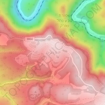 Топографическая карта Nes Harim, высота, рельеф