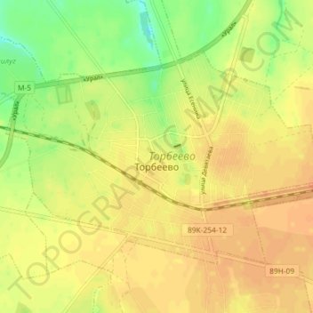 Топографическая карта Торбеево, высота, рельеф