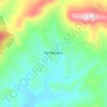 Топографическая карта Артёмовск, высота, рельеф