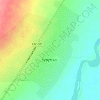 Топографическая карта Курумкан, высота, рельеф