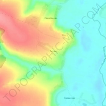 Топографическая карта Тутово, высота, рельеф