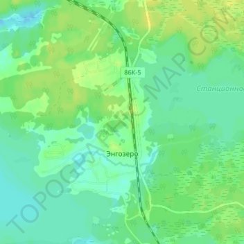 Топографическая карта Энгозеро, высота, рельеф