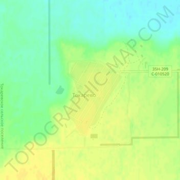 Топографическая карта Токарево, высота, рельеф